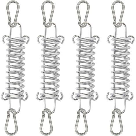 4 Pieces Tension Spring with Double Hook, Tension Spring Tensioner Sail Shade with 8 Pieces Carabiner for Tarpaulin, Tent, Metal Grille, Shade Sail, Awning (1/5)