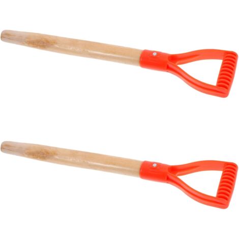 Lot de 2 Manches de Pelle en Bois 50 CM avec Poignée Ergonomique Remplacement de Poignée de Fourche Résistante aux Intempéries Accessoires Outillage Jardin pour Travaux de (1/5)