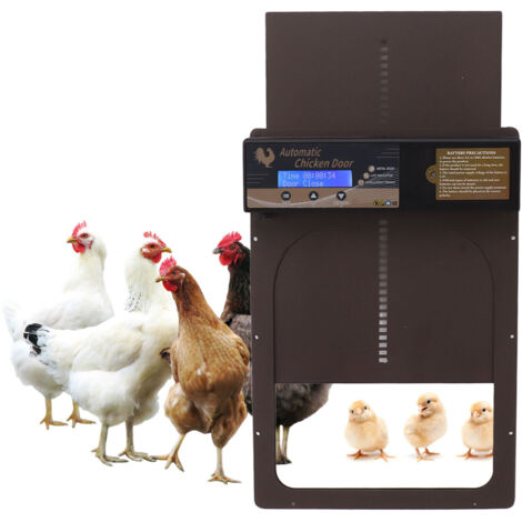 Eosnow porte poulailler automatique,avec minuterie,en alliage d'aluminium, étanche IP45,écran LED,alimentée par batterie,pour la ferme,marron café