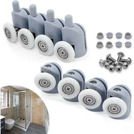 23mm Roulette Porte Coulissante, 8 Pcs Galet Porte Rouleau Roulette Roue pour Cabine Salle de Bain-Fei Yu (1/5)