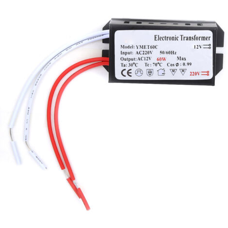 Eosnow – Transformateur électronique 220V à 12V – Puissance 60W – Tension de sortie stable – Installation facile pour lampes halogènes