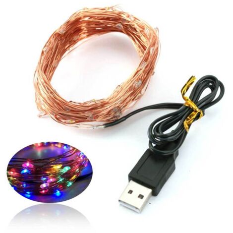 Guirlande lumineuse USB en cuivre, lampe décorative de Noël à LED, guirlande lumineuse en cuivre avec étoiles, 5 m, 50 lumières, quatre couleurs en option (1/5)