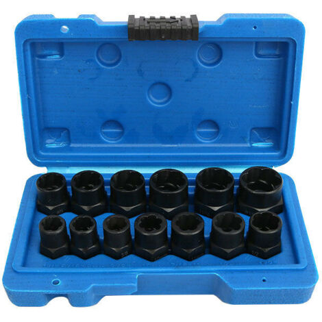 Jeu de 13 extracteurs de vis à tête hexagonale – Acier chrome-molybdène – Tailles 8-19mm – Coffret de rangement moulé – Fontainebleau - 13PCS