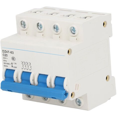 Eosnow Disjoncteur Mini 4P MCB montage sur Rail DIN 6000A capacité de coupure 400V 20A pour la maison