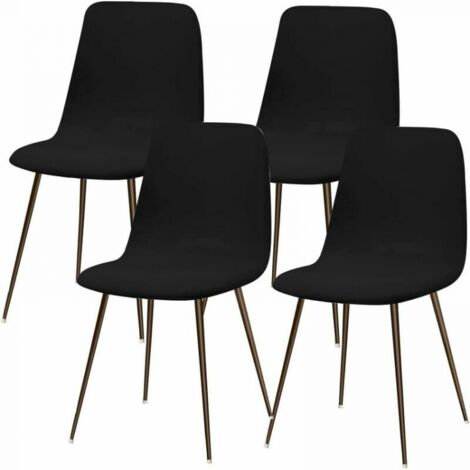 Cyslmuk – Housse de chaise extensible lot de 4 – Tissu lavable noir – Protection contre taches et usure – Décoration moderne pour salle à manger