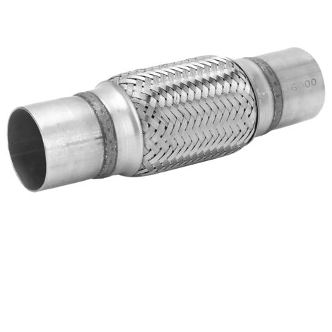Tuyau flexible d'échappement en acier inoxydable 57x250mm Double soufflet tressé argent pour voiture tout-terrain (1/5)