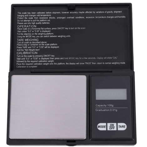 Mini balance numérique portable haute précision à LED, pour bijoux en or, argent et diamant (100 g/0,01 g)