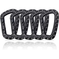 5 Pack Carabiner, Plastic Carabiner, Tactical Carabiner, Military Carabiner, Premium Hard Plastic Carabiner, Heavy Duty Carabiner, Multifunctional D Shape