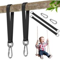 Hammock Belt, with Carabiners and D-Rings, 50cm25mm Webbing Tree Swing Strap Kit, Heavy Duty Swivel Rope Tree Hanging Straps for Camping Garden Swing