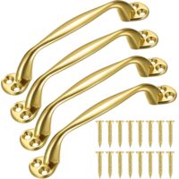 4 Pack Sliding Door Handles, Retro Arch Shaped Barn Door Handles for Garden Gate, Garage, Shed, Cabinet, with Screws, 129mm(Gold)