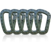 5 Pack Carabiner, Plastic Carabiner, Tactical Carabiner, Military Carabiner, Premium Hard Plastic Carabiner, Heavy Duty Carabiner, Multifunctional D Shape