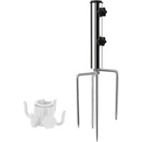 Parasol Stand with 4 Adjustable Detachable Pegs, Heavy Duty Metal Parasol Stand, Outdoor Parasol Mount, for Beach/Meadow/Sand