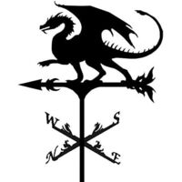 Weathervane Metal Vintage Black Wind Direction Indicator Outdoor Garden Roof Paddock Decoration (Fire Dragon)