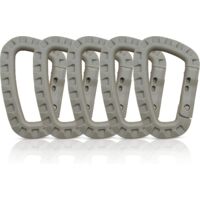 5 Pack Carabiner, Plastic Carabiner, Tactical Carabiner, Military Carabiner, Premium Hard Plastic Carabiner, Heavy Duty Carabiner, Multifunctional D Shape