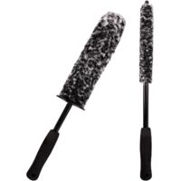 2 Pieces Car Wheel Cleaning Brush Long Handle Car Wheel Cleaning Brush with Microfibre Stick Wheel Brush for Folding Car Tyre