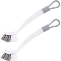 Bathroom Cleaning Brush, Kitchen Cleaning Brush, 2 Brushes, White Grey, Built-in Stain Removal Tool for Kitchen, Bathroom