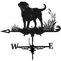 Vintage Black Metal Weathervane with Wind Direction Indicator for Outdoor, Garden, Roof, Paddock Decoration (Dog)