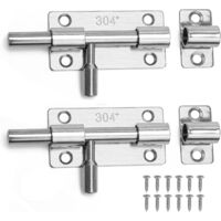 2Pcs Stainless Steel Door Lock - Sliding Latch with Screws for Door, Window, Bathroom, Fence, Garden Shed - Rust Proof Bolt