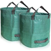Set of 2 x 500 L Garden Waste Bags, Heavy Duty Polypropylene Garden Waste Bags, Sturdy and Foldable Rubbish Bin for UV Stable (2-500 L, Green)