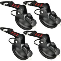 Set of 4 Suction Hooks, Extra Strong Suction Cup Anchor with Tie Down Hook, Suction Cup Attachment Hook for Car Tents Tarpaulins Camping Tarpaulin Accessory