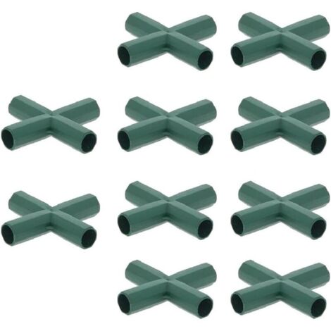 10 conectores de marco de jardín planos de 16 mm, de 4 vías, para jardineras e invernaderos. (1/4)