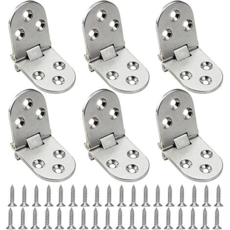 Charnière Plate,Charnière Pliante 6 Pièces Charnière Flip Alliage Charnière Matériel Maison Charnières de Table Pliantes en Zinc Argent Charnière Invisible Montage de Meubles (1/4)