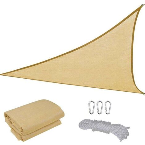 Voile d'ombrage triangulaire 2 x 2 x 2 m , HDPE parasol tissu auvent anti-UV, adapté au balcon de terrasse de jardin (beige) (1/5)