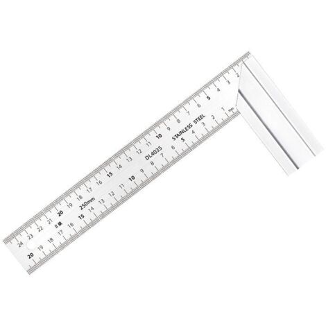 Règle carrée en acier inoxydable 250 mm – Double échelle laser résistante – Base en alliage d'aluminium pour précision – Usage professionnel (1/4)