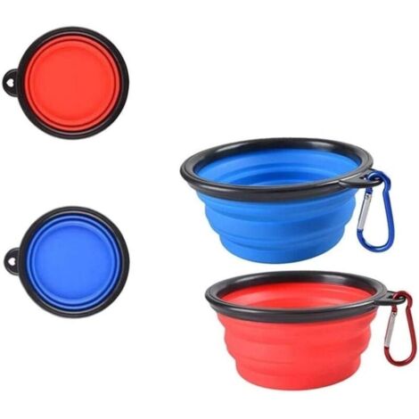 Lot de 2 gamelles portables pour chien, gamelles pliables pour chien, gamelles de voyage pour chiens et chats, gamelle portable en silicone pour animaux de compagnie, petite pour chats, chiens, randon (1/5)