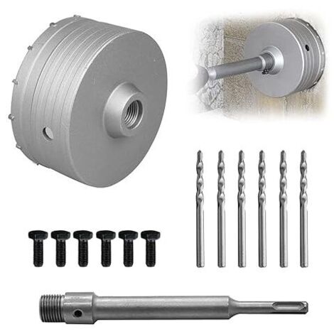 Scie à Cloche 130 mm, Béton 220 mm SDS Plus Tige d'Extension, Accessoires De Trou De Forage, Peu De Foret De Mur En Pierre De Ciment Concret coffret scie cloche (1/5)