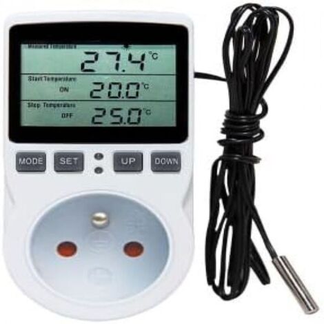 Prise thermostat, régulateur de température, minuterie numérique programmable avec sonde, prise thermostat chauffage serre, aquarium 1pc (1/5)