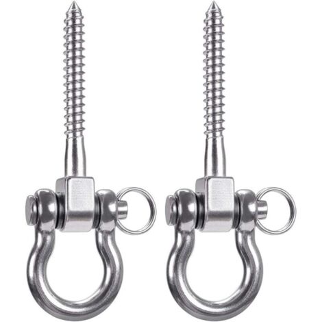 Lot de 2 supports de balançoire permanents antirouille en acier inoxydable 304 très résistants à 180°, capacité de 800 kg, pour aire de jeux, hamac, corde, pneu, chaise, sac de frappe, balançoire de p (1/5)