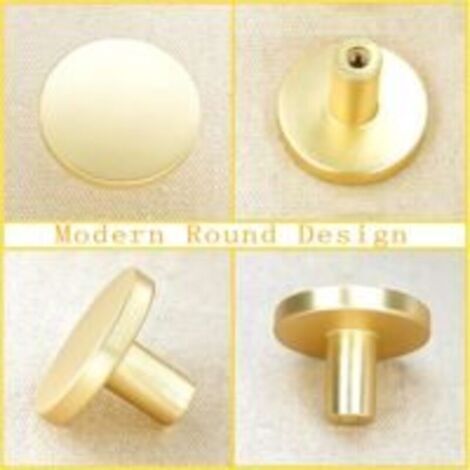 Lot de 4 boutons de tiroir de cuisine ronds en laiton brossé, en alliage de zinc doré (1/4)