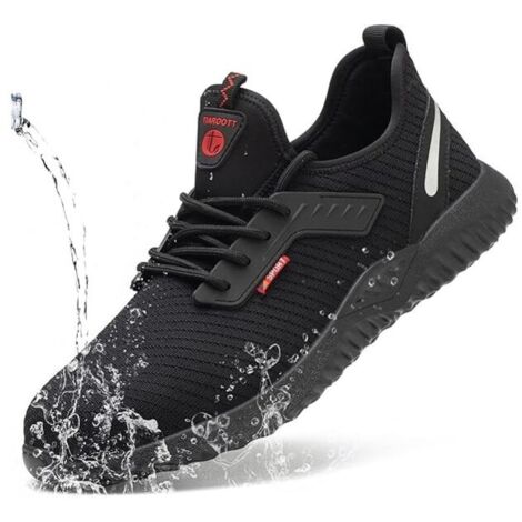 Chaussures de sécurité homme et femme – Embout acier – Ultra légères et respirantes – Antidérapantes pour chantiers difficiles – Taille 43EU (1/5)