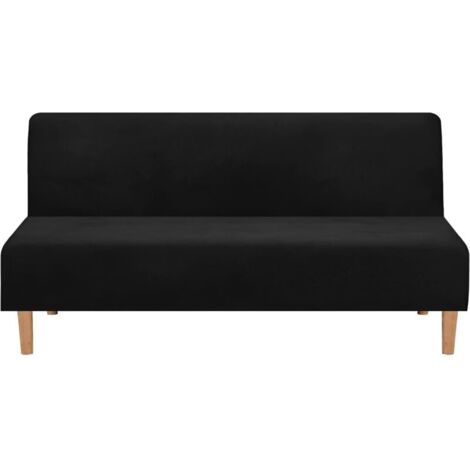 Housses de canapé Housse de canapé convertible sans accoudoirs, en velours extensible, épaisse, douce, confortable, pour canapé-lit, canapé lit pliable (velours épais Noir) (1/5)