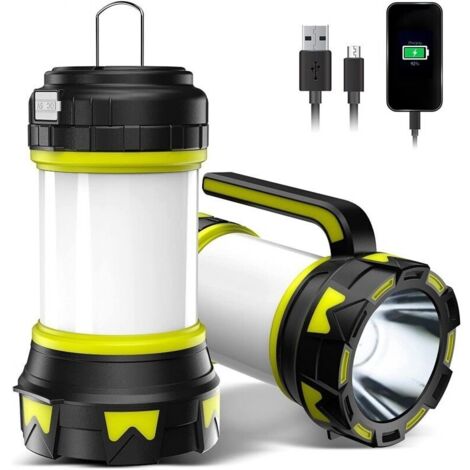 Lanterne LED Rechargeable, 1000 Lumens Lampe Camping 360° Projecteur Portable Ultra Puissante Lampe de Camping 6 Modes Câble USB Inclus IPX6 Étanche (1/5)