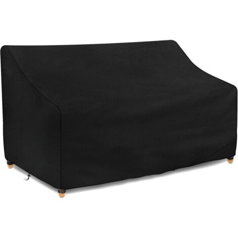 Housse Banc de Jardin 2 Places 134x66x63/89cm Imperméable, Housse Canape de jardin Exterieur, housse salon jardin Tissu Oxford, Coupe-Vent, Anti-UV, avec Boucle, Noir (1/5)