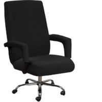 Housse De Chaise De Bureau Avec Accoudoirs En Lycra Jacquard Antidérapant Souple Et Extensible Lavable En Machine, Polyester, (Grand, Noir)