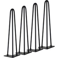 Pied Meuble 4pcs Pieds Epingle Diy Pieds Pour Table Pied De Chaise Avec 3 Tiges 16 Vis + 4 Protège Pieds Hauteur 40cm Diamètre Tige 10mm