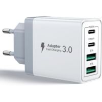 Cargador USB C, 40W Premio de 4 puertos USBC Cargador rápido para iPhone, Multi Sector PD+QC 3.1A Tipo C Adaptador para iPhone 16 15 14 13 12 11 Pro Max X XS XR 8 7 6S Plus Mini SE, iPad, Samsung Gala