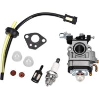 Kit de carburador para desbrozadora de 52 cc, 49 cc y 43 cc para motor de dos tiempos con línea de combustible, bujía, junta, bomba de cebado
