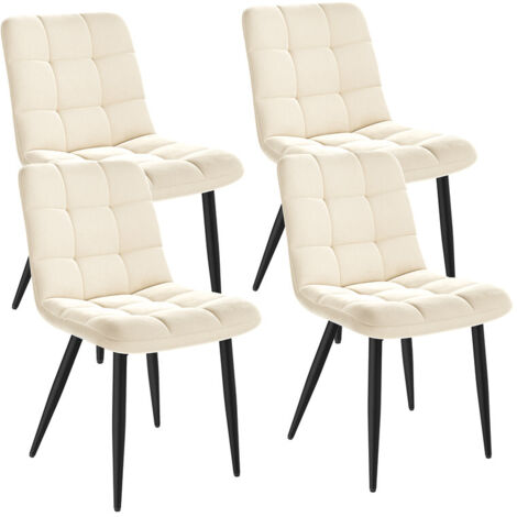 Lot de 4 Chaises, Pieds en métal, Dossier Assise rembourrée pour Cuisine Salon Chambre Bureau - 44x54x85 cm