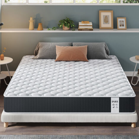 Matelas 140x190 cm INRE, Épaisseur 25 cm, Ressorts Ensachés, Confort Ferme, Solide et Confortable, Certifié Oeko-tex, 7 Zones Différenciées-GZ