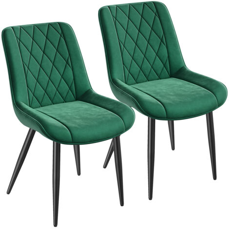 Lot de 2 chaises - chaises de salle à manger - Chaises salle à manger velours - Pieds en métal, Dossier Assise rembourrée 50x62x85 cm -LS