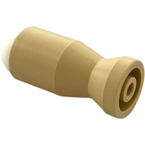 Butoir mural MADE IN FRANCE en plastique dur beige & bouchon amortisseur en élastomère blanc. Diamètre 27mm et longueur 70mm. (1/3)