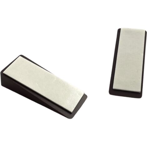 Lot de 2 cale porte triangulaires marron de petite taille en plastique dur. Longueur 50mm, largeur 19mm & hauteur 11mm. (1/4)