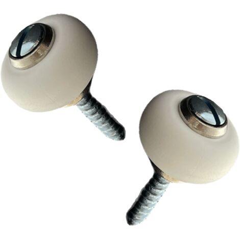 Lot de 2 butoirs MADE IN FRANCE couleur nickelé avec vis. Corps en zamak et bague amortisseur blanche en élastomère. Diamètre 30mm, hauteur 22mm. (1/4)