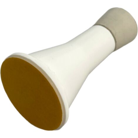 Butoir mural adhésif en plastique blanc & bouchon blanc. Diamètre de la base 38mm et longueur 72mm. MADE IN FRANCE (1/5)