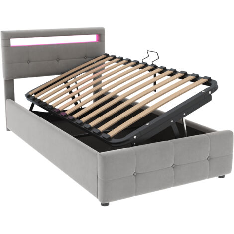 Lit Enfant 90x200 Cm Avec Lit Coffre Hydraulique Et Éclairage LED (1/5)