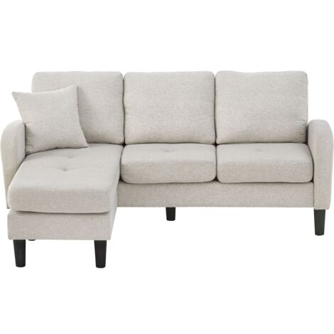 Canapé Modulable 166x118x77 Cm Avec Méridienne Réversible, Tissu Lin-coton Beige, Compact (1/5)